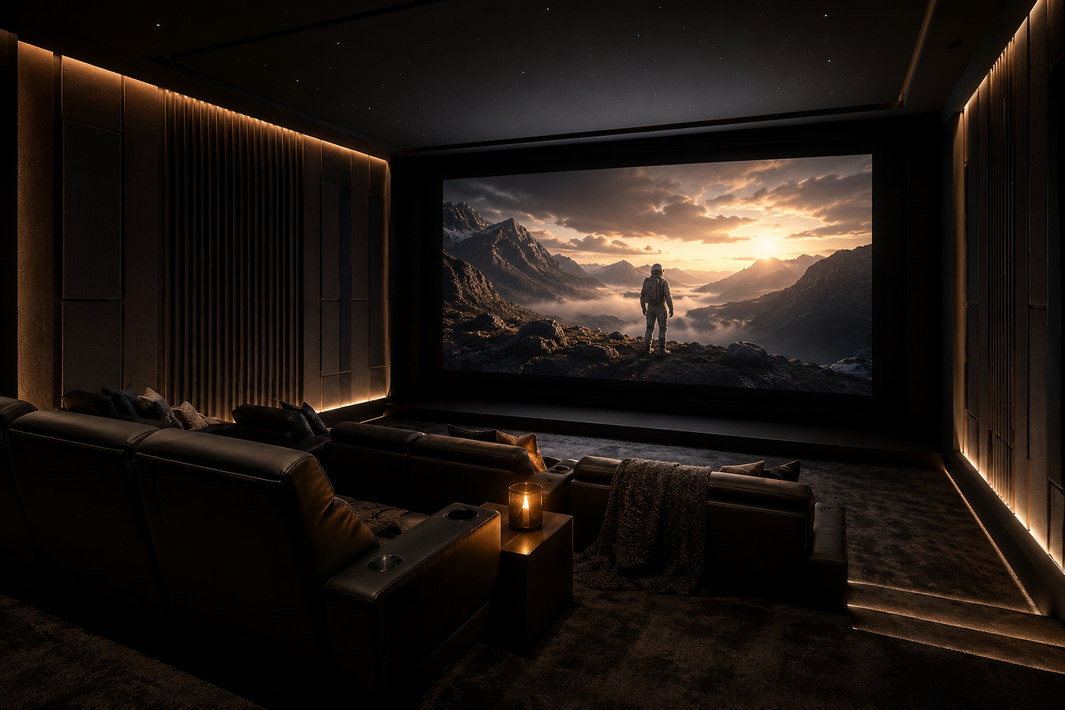 Immersive private cinema experience in Singapore with large cinematic projection and luxury seating